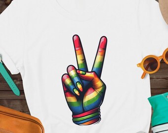 LGBTQ Pride Rainbow Peace Sign Shirt, Pride Month Shirt, LGBTQ Sweatshirt, Peace and Love, Pride Ally Shirt, Equality Shirt, Gay Pride Shirt