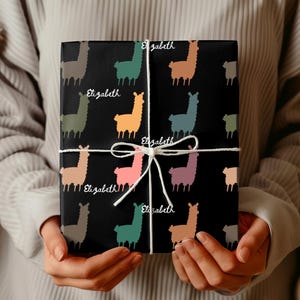 Personalized Llama Wrapping Paper, Custom Name Gift Wrap, Retro Alpaca Paper Roll, Cute Animal Lover Wrap for Llama Fans
