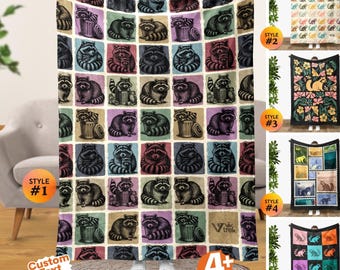 Raccoon Gift Blanket, Vintage Raccoon Lover Throw Blanket, Easily Distracted By Raccoon Blanket, Trashy Gift, Vintage Graphic Throw Blanket