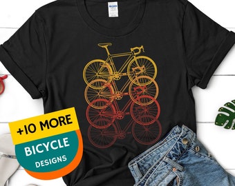 T-shirt de cyclisme, T-shirt « Battement de cœur à vélo », Cadeau pour cycliste, T-shirt de cyclisme pour femmes et hommes, T-shirts de cyclisme, Cadeau pour cycliste, T-shirt VTT