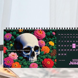 Funny 2026 Demotivational Desk Calendar, Sarcastic Skeleton Desktop Calendar Gag Gift for Men, Best Friends, Coworkers, Office Humor Gift