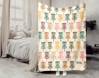 Retro Disc Golf Lover Blanket Gift, Vintage Disc Golf Throw Blanket, Cozy Sports Throw for Disc Golf Fans, Perfect Athlete Gift