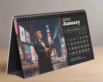 Donald Trump Academic Year Desk Calendar 2026, MAGA 2026 Desktop Calendar, Funny Political Gift for Patriotic Trump Supporters