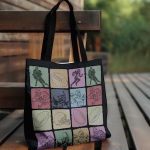 Football Lover Tote Bag, Retro Sports Gift, Vintage Football Design Tote, Everyday Shopper, Football Fan Bag