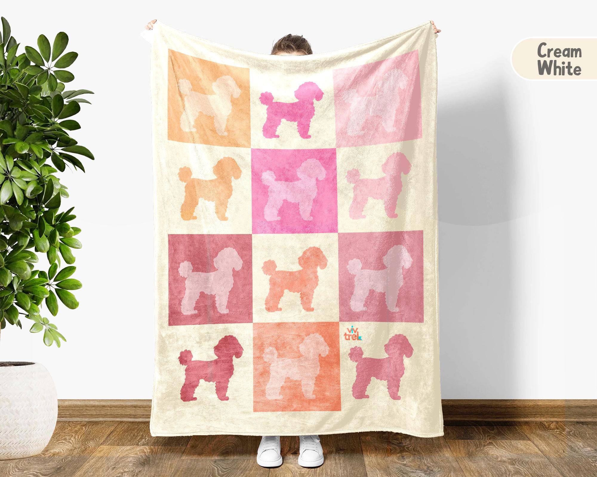 Poodle Dog Blanket, Cozy Poodle Lover Throw, Vintage Dog Graphic