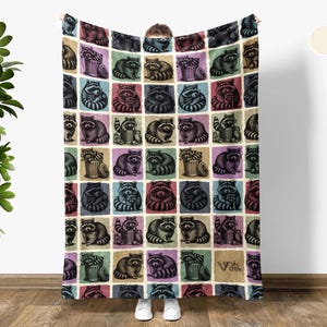 Raccoon Gift Blanket, Vintage Raccoon Lover Throw Blanket, Easily Distracted By Raccoon Blanket, Trashy Gift, Vintage Graphic Throw Blanket
