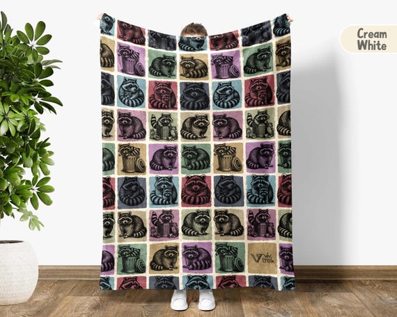Raccoon Gift Blanket, Vintage Raccoon Lover Throw Blanket, Easily Distracted By Raccoon Blanket, Trashy Gift, Vintage Graphic Throw Blanket