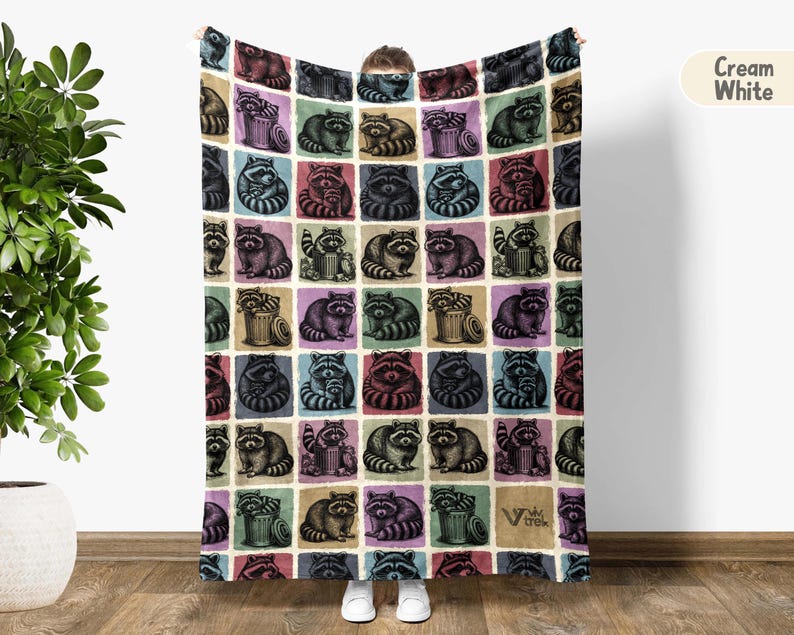 Raccoon Gift Blanket, Vintage Raccoon Lover Throw Blanket, Easily Distracted By Raccoon Blanket, Trashy Gift, Vintage Graphic Throw Blanket