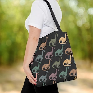 Retro Brachiosaurus Dinosaur Tote Bag, Dinosaur Lover Gift, Prehistoric Animal Bag, Jurassic Park Inspired, Fun Over the Shoulder Bag