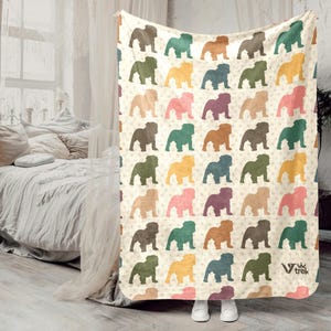Bulldog Lover Blanket, Vintage Bulldog Throw Blanket, Easily Distracted By Bulldog Blanket, Animal Lover Gift, Retro Graphic Throw image 7