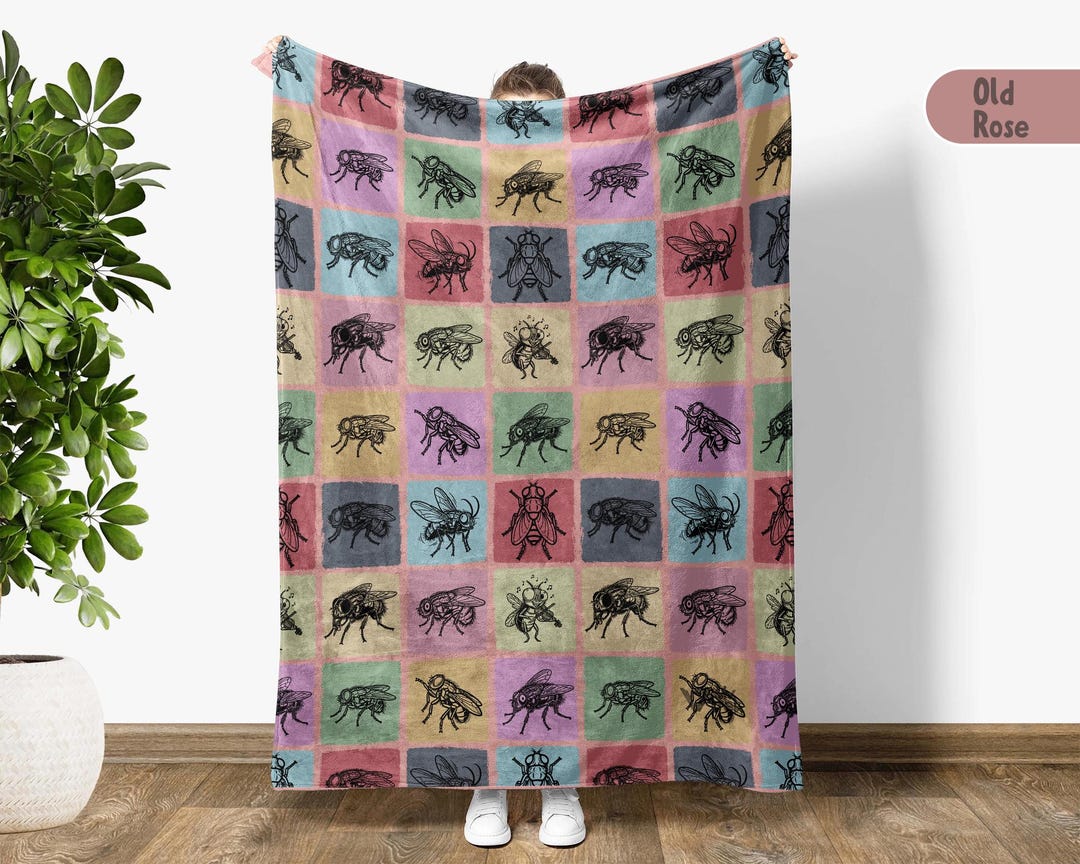 Insect Pattern Throw Housefly Insect Throw Blanket for Couch or Bed | Unique Bug Lover Gift ...