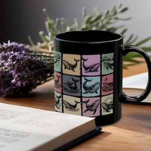 Vintage Whale Mug, Cute Whale Coffee Mug, Distressed Whale Mug, Retro Ocean Cup, Sea Life Lover Mug