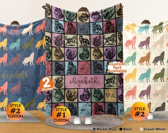 Wolf Gift Blanket, Vintage Wolf Lover Throw, Retro Animal Fleece Blanket, Cozy Wolf Graphic Blanket, Unique Wildlife Lover Gift for Home
