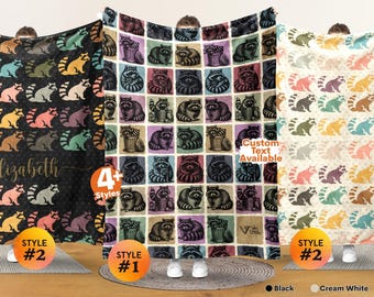Raccoon Gift Blanket, Vintage Raccoon Lover Throw Blanket, Easily Distracted By Raccoon Blanket, Trashy Gift, Vintage Graphic Throw Blanket