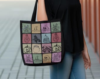 Vintage Witch Tote Bag, Cute Halloween Witch Design, Spooky Witch Lover Gift, Halloween Accessory Bag, Magic and Witchcraft Tote