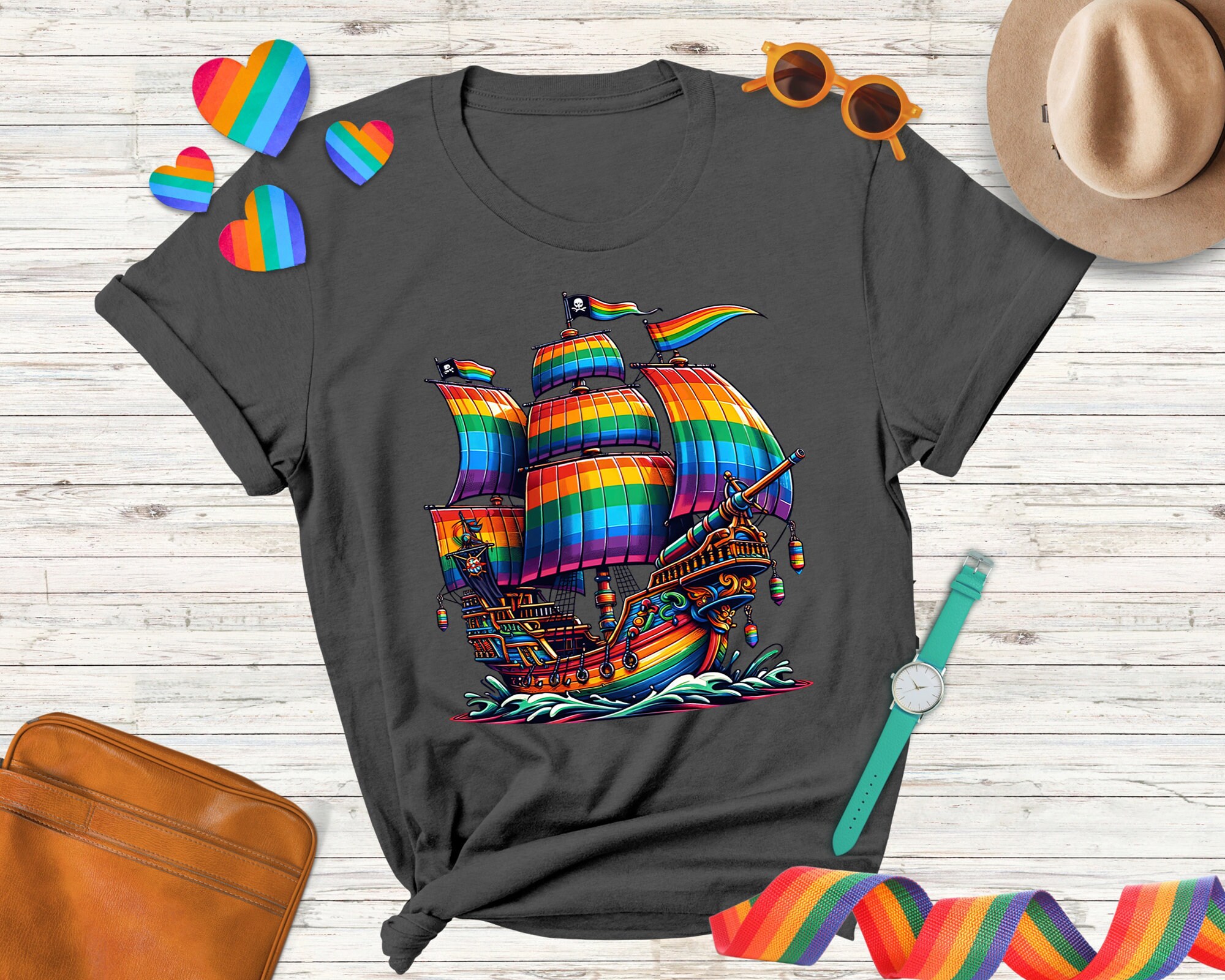 LGBTQ Pride Rainbow Pirate Ship Shirt, Pride Month Shirt, Rainbow Shirt ...