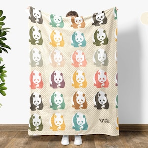 Retro Panda Blanket Gift, Vintage Panda Throw Blanket, Easily Distracted By Panda Blanket, Cute Gift for Panda Lovers, Vintage Graphic Throw