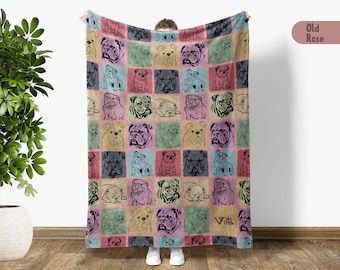 Bulldog Blanket Gift, Vintage Bulldog Throw Blanket, Easily Distracted By Bulldog Blanket, Animal Lover Gift, Vintage Graphic Throw