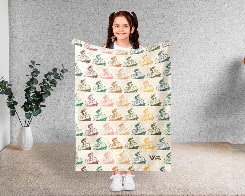 Vintage Cycling Gift Blanket, Retro Bicycle Lover Throw, Cozy Mountain Bike Blanket, Unique Outdoor Decor for Cyclists, Funny MTB Gift Throw afbeelding 5