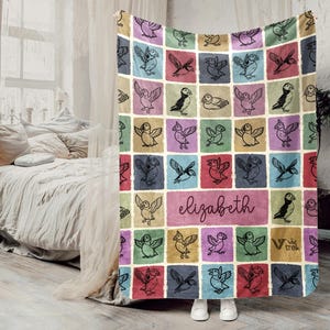 Custom Puffin Blanket Personalized Bird Lover Gift Unique Atlantic Sea Bird Throw Ocean Nature Theme Bedding Cute Puffin Fan Present