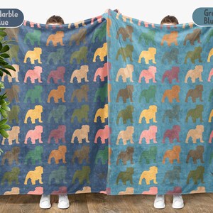Bulldog Lover Blanket, Vintage Bulldog Throw Blanket, Easily Distracted By Bulldog Blanket, Animal Lover Gift, Retro Graphic Throw image 5