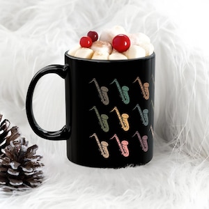 Retro Saxophone Mug, Retro Music Lover Coffee Cup, Sax Player Gift Idea, Jazz Music Enthusiast Mug, Instrument Lover Mug