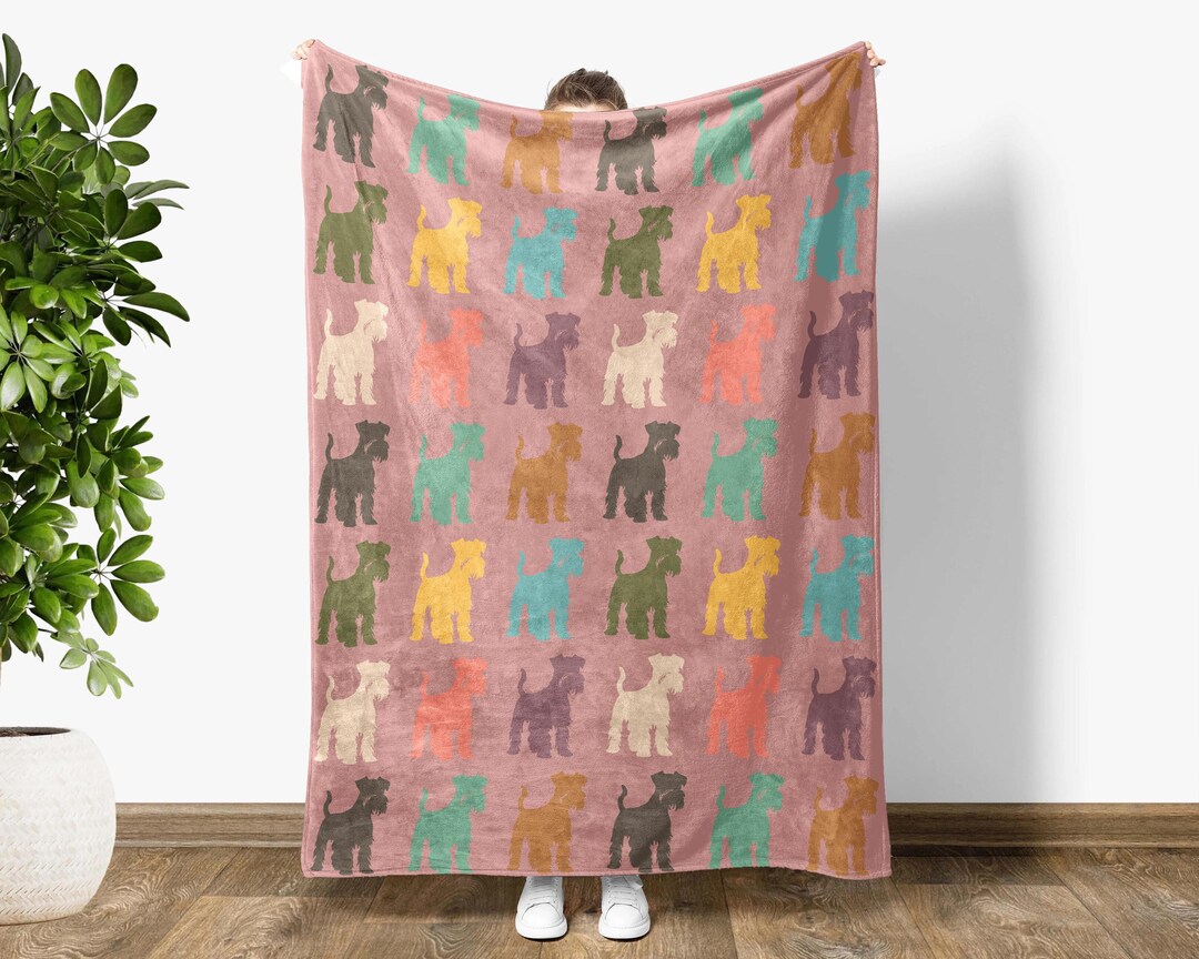 Schnauzer Dog Puppy Print Pattern Hooded Blanket