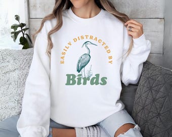 Easily Distracted By Bird Shirt, Bird Lover Tshirt, Vintage Bird Tshirt, Vintage Graphic Bird Watcher Shirt, Bird  Birding Shirt