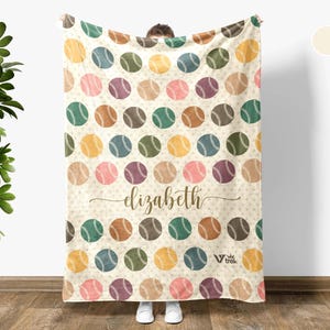 Personalized Baseball Blanket, Retro Custom Name Throw, Baseball Lover Gift, Sporty Home Decor, Cozy Throw for Baseball Fans