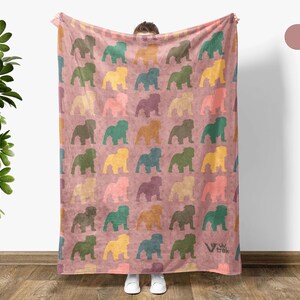 Bulldog Lover Blanket, Vintage Bulldog Throw Blanket, Easily Distracted By Bulldog Blanket, Animal Lover Gift, Retro Graphic Throw Old Rose