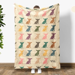 Chihuahua Dog Gift Blanket, Vintage Chihuahua Lover Throw, Retro Dog Fleece Blanket, Cozy Chihuahua Graphic Blanket, Unique Pet Lover Gift