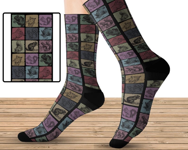 Squirrel Lover Socks, Vintage Chipmunk Socks, Funny Retro Nature Socks