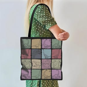 Vintage Brachiosaurus Dinosaur Tote Bag, Dinosaur Lover Gift, Prehistoric Animal Bag, Jurassic Park Inspired, Fun Over the Shoulder Bag