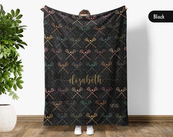 Personalized Lacrosse Blanket, Retro Custom Name Throw, Lacrosse Lover Gift, Sporty Home Decor, Cozy Throw for Lacrosse Fans