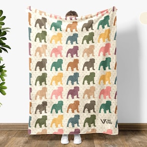 Bulldog Lover Blanket, Vintage Bulldog Throw Blanket, Easily Distracted By Bulldog Blanket, Animal Lover Gift, Retro Graphic Throw