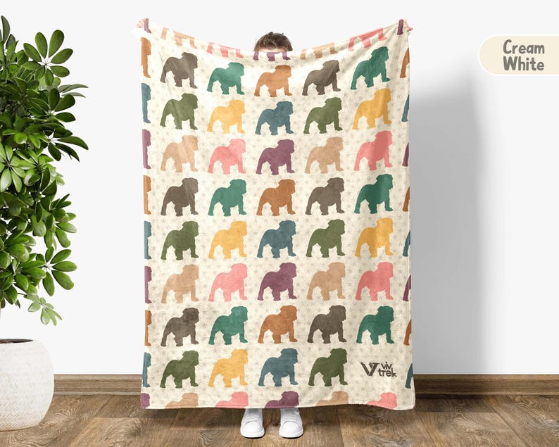 Bulldog Lover Blanket, Vintage Bulldog Throw Blanket, Easily Distracted By Bulldog Blanket, Animal Lover Gift, Retro Graphic Throw