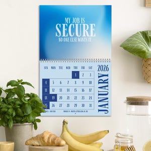Minimalist 2026 Wall Calendar, Sarcastic Coworker Gift, Modern Office Decor, Funny Desk Accessory, Office Humor Wall Art Gift for Her