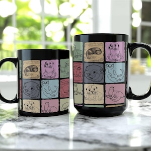 Vintage Otter Mug, Retro Otter Coffee Mug, Distressed Animal Lover Gift, Cute Otter Owner Mug