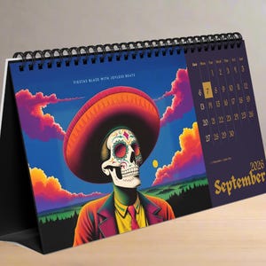 Funny 2026 Demotivational Desk Calendar, Sarcastic Skeleton Desktop Calendar Gag Gift for Men, Best Friends, Coworkers, Office Humor Gift