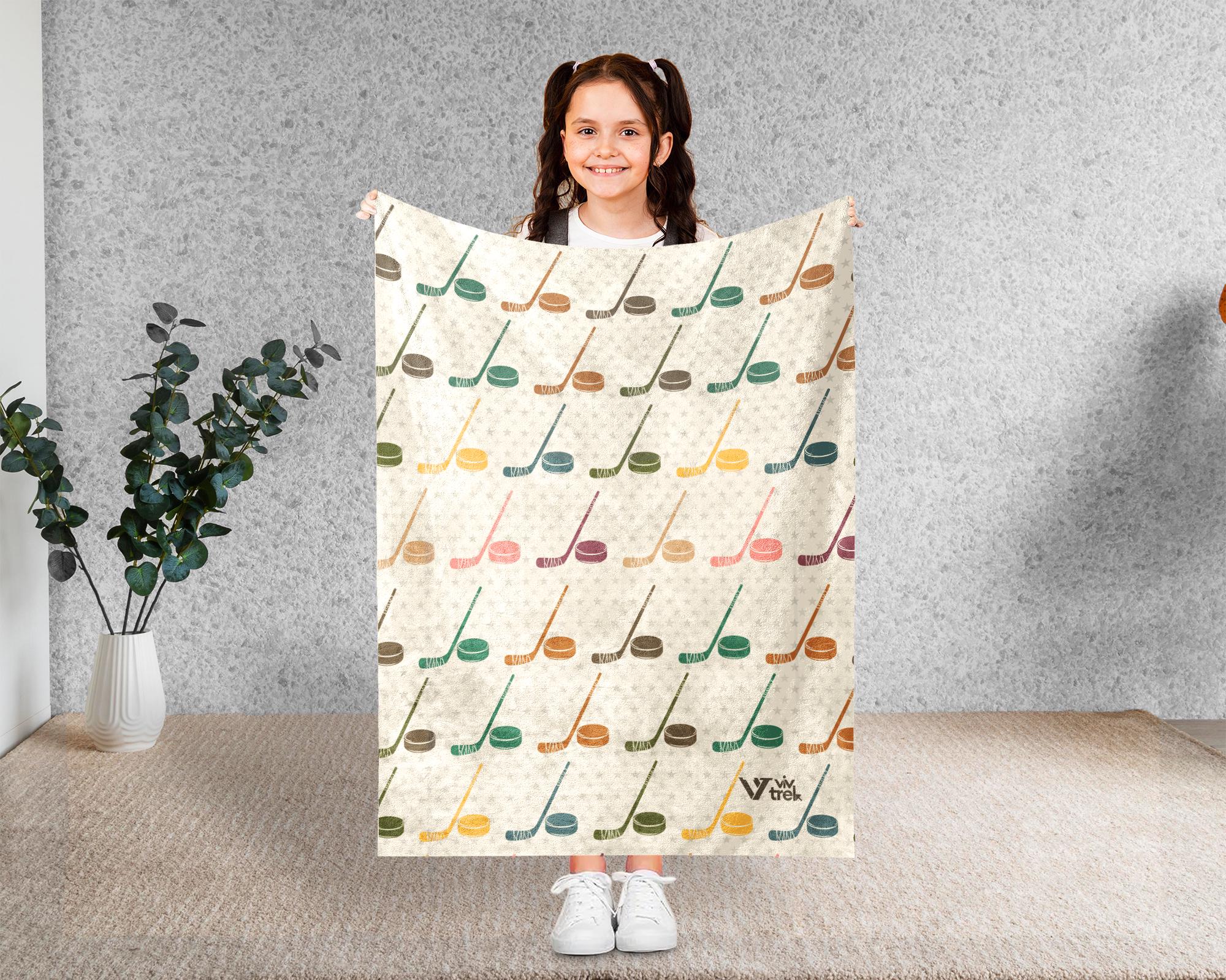 Retro Ice Hockey Lover Blanket Gift, Cozy Throw for Hockey Fans, Ice Rink Team Decor, Unique Athlete Enthusiast Blanket, Sports Lover Gift