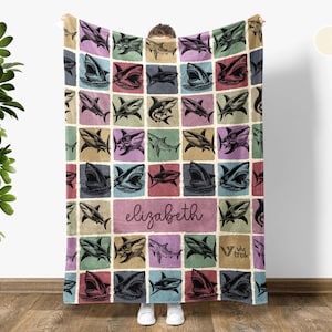 Custom Name Shark Gift Blanket, Personalized Vintage Shark Lover Throw, Retro Ocean Blanket, Cozy Shark Blanket, Marine Life Lover Home Gift