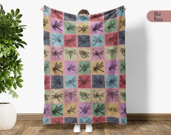 Dragonfly Insect Throw Blanket | Elegant Bug Lover Gift | Summer Nature Pattern Decor | Wings Wetland Theme Cozy Home Accent