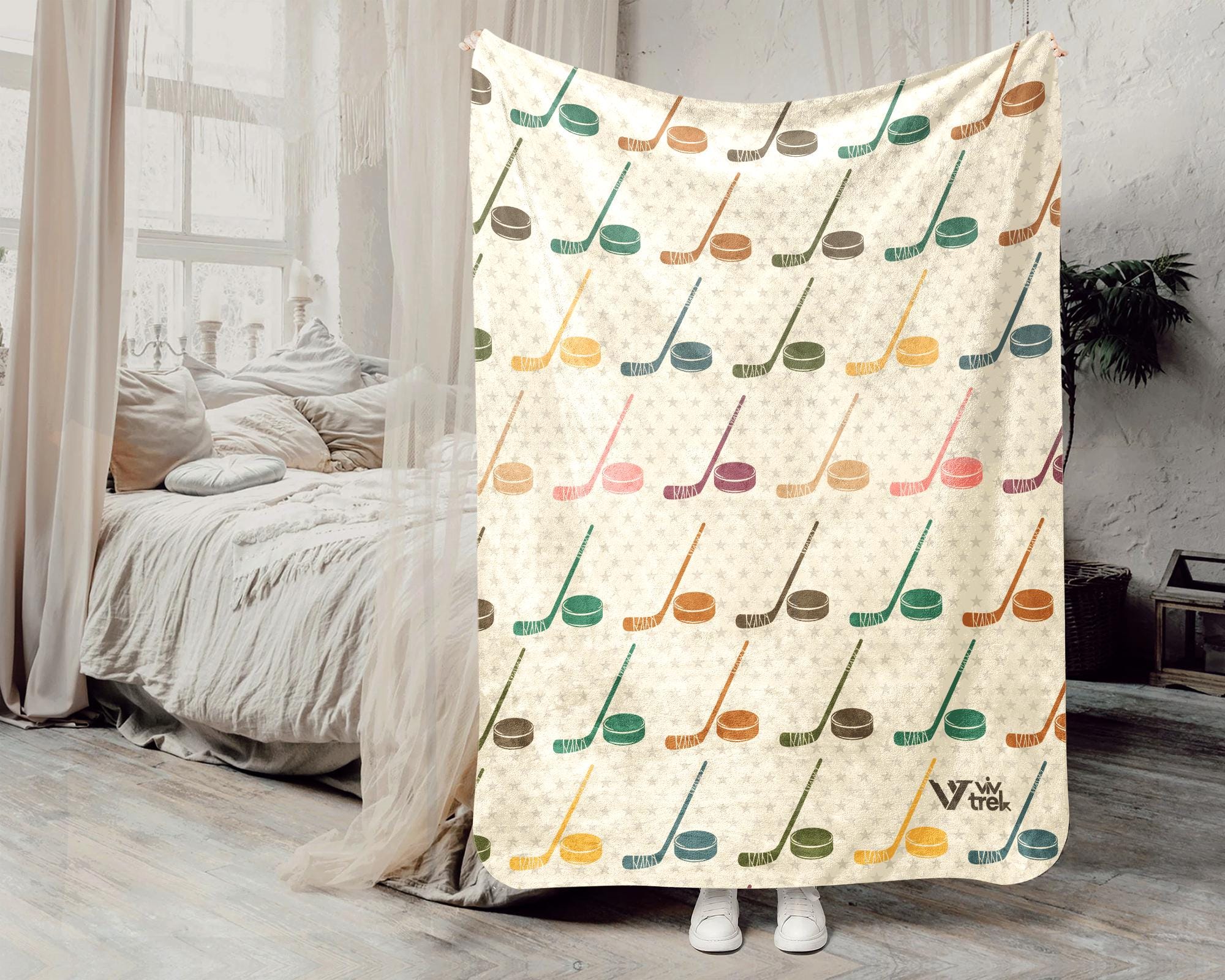 Retro Ice Hockey Lover Blanket Gift, Cozy Throw for Hockey Fans, Ice Rink Team Decor, Unique Athlete Enthusiast Blanket, Sports Lover Gift