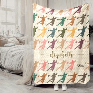 Personalized Handball Blanket, Retro Custom Name Throw, Handball Lover Gift, Sporty Home Decor, Cozy Throw for Handball Fans