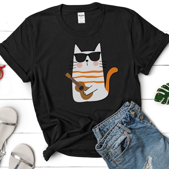 Cat Playing Ukelele Shirt | Cool Kitten Uke Artist Tee Gift Cat Playing Ukelele Shirt | Cool Kitten Uke Artist Tee Gift