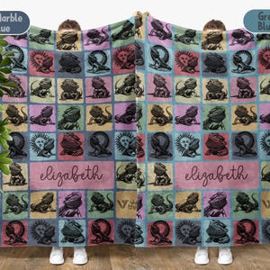 Custom Bearded Dragon Gift Blanket, Vintage Personalized Name Bearded Dragon Lover Throw, Retro Reptile  Graphic Blanket, Pet Lover Gift