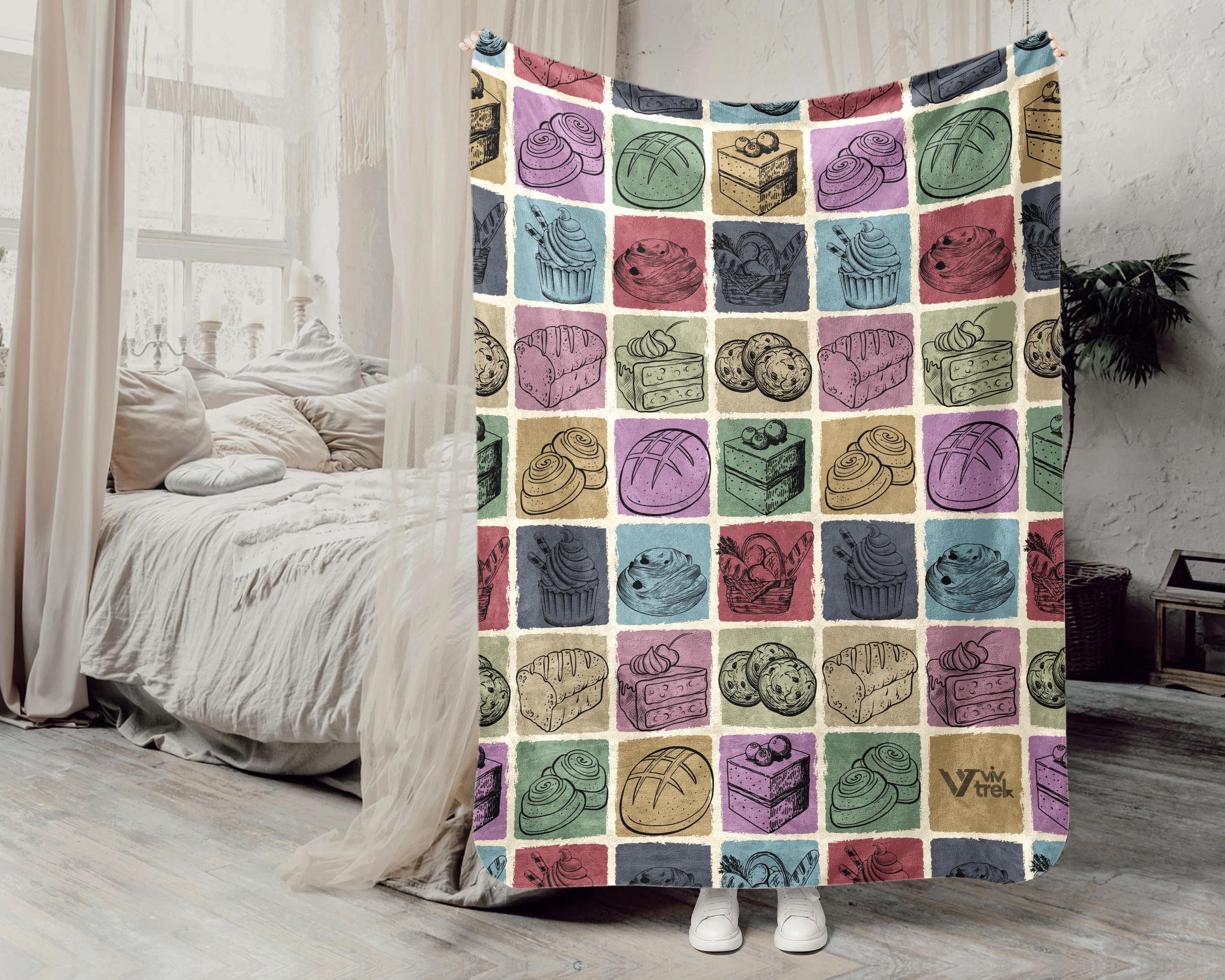 ［BAKERY THROW BLANKET］imperf ブランケット Vintage Baking Gift Blanket, Retro Baking Lover Throw, Cozy Baker