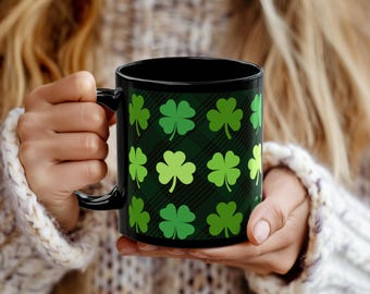Shamrock Mug, St. Patrick's Day Mug, Irish Shamrock Coffee Cup, Lucky Green Drinkware Gift, Saint Patrick's Day Mug for Irish Pride