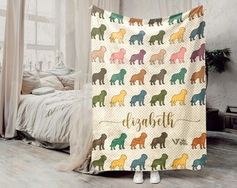 Personalized Mastiff Blanket, Custom Name English Bullmastiff Throw, Gentle Giant Dog Lover Gift for Kids Teens Adults, Cozy Decor