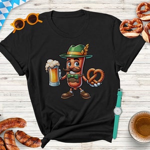 Funny Oktoberfest T-shirt, Sausage Enjoy Beer And Pretzel, Beer Drinking Shirt, Oktoberfest Tee, Beer Festival Shirt, German Festival Gift
